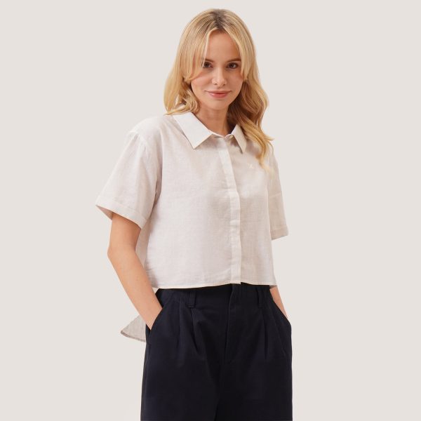 Short Sleeves Cropped Button Down Shirt